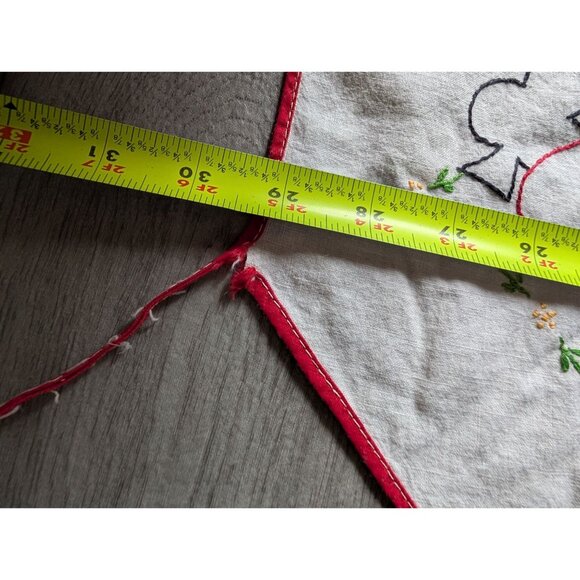 Vintage Tablecloth With Embroidered Playing Card Suits & Floral Design  29" x 29 - Picture 9 of 9